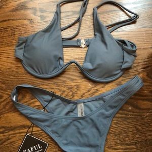 ZAFUL Grey Push-Up Bikini Set: Size S